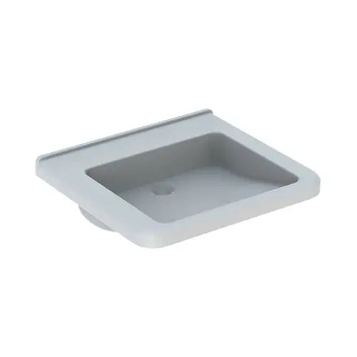 Lavabo, adapté aux personnes à mobilité réduite (PMR), 55 x 52,5 cm, trou de robinetterie au centre, sans trop-plein, blanc - Renova Comfort Square (GEBERIT)