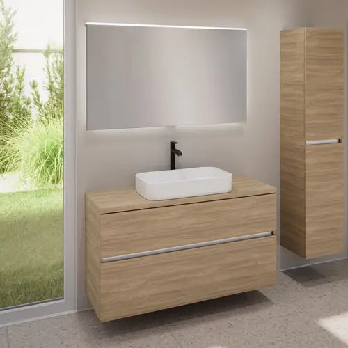 Meuble de salle de bain, 2 tiroirs, chêne clair, 60cm - HARMONY (RANDALPRO)