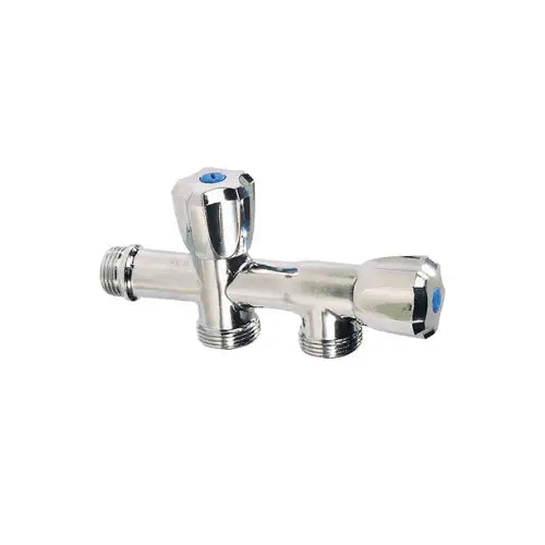 Robinet machine à laver laiton double horizontal mâle 4MS 1/2' 3/4'-3/4' - (Sferaco)