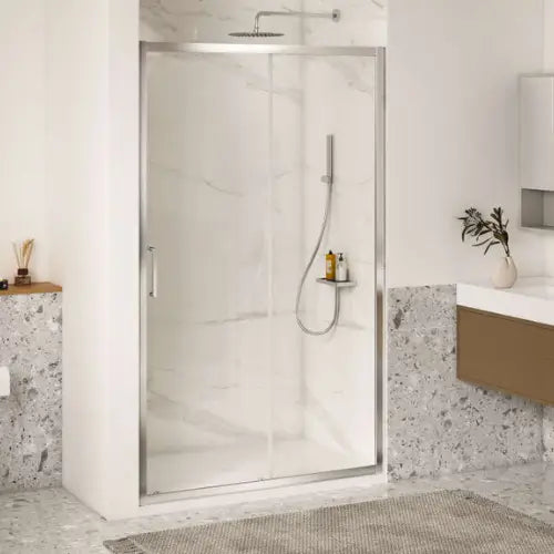 Paroi de douche coulissante, largeur 1000 mm, hauteur 1950 mm, Profilé Argent Poli, Verre clair traité déperlant ETC - PROXY (ROTH)