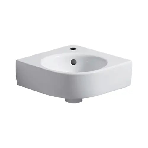 Lave-mains d'angle, 45x39.5cm, trou de robinetterie centré, trop-plein, blanc - RENOVA COMPACT (Geberit)