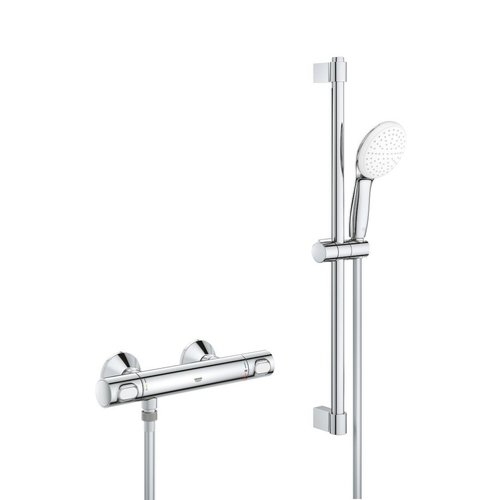 Ensemble de douche, mitigeur thermostatique, chromé, 1jet, 8L, barre 600mm _ Grohtherm500 (GROHE)