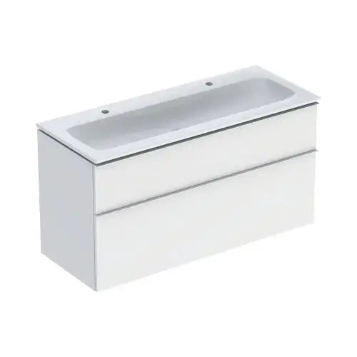 Pack lavabo slim 120 cm + meuble Geberit iCon 2 tiroirs + siphon Blanc mat - ICON (Geberit)