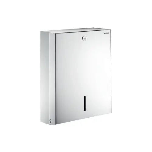 Distributeur MM de papier WC ABS blanc + serrure, Distributeur d'essuie-mains, inox poli brillant - DELABIE