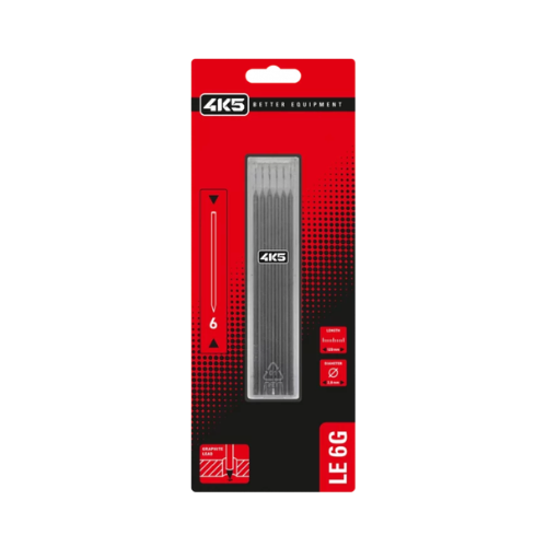 Six mines de rechange noires pour le marqueur pour trous profonds et les crayons mécaniques - LE 6G (4K5)