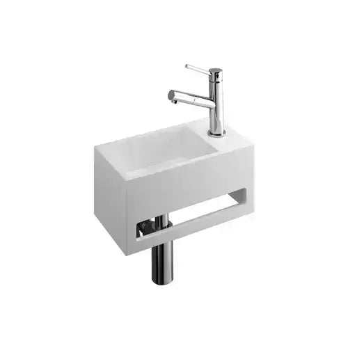 Lave-mains, 33x18, céramique blanc, avec porte serviette, trou a droite - ELEVATOR (BENESAN)