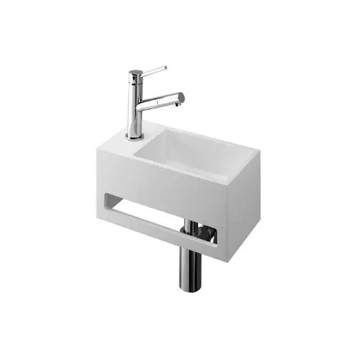 lave-mains, 33x18, céramique blanc, avec porte serviette, trou a gauche - ELEVATOR (BENESAN)