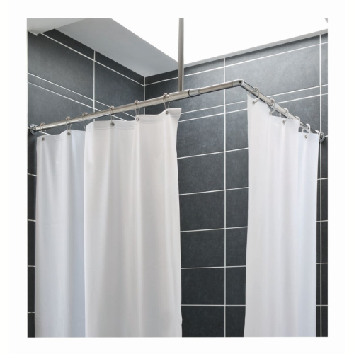 Rideau de douche 180x180 cm, avec 12 anneaux plastiques, avec ourlet lesté, PVC blanc - - (PRESTO)