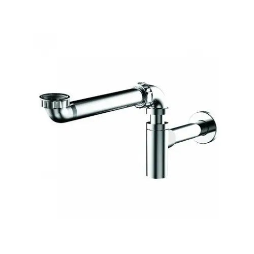 Tubulure gain de place pour lavabo avec siphon design, tubulure et rosace, D. 32 mm, chromé - (VALENTIN)