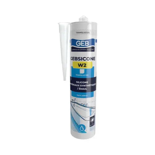 Mastic 100% silicone d'étanchéité cartouche de 310ml translucide - GEBSICONE W2 (GEB)