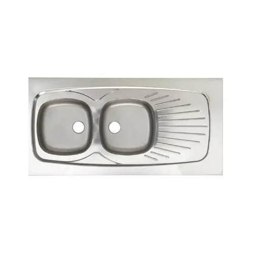 Evier à poser, 2 cuves 1200 inox 18/10 PÉTALLE nu, Lisse - LAVELLI (Moderna)