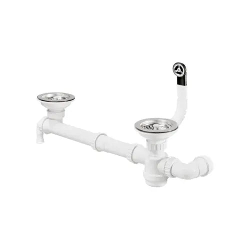 Vidage manuel, 2 cuves + siphon bol réduit - (Moderna)