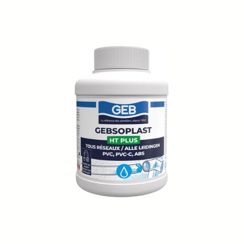 Colle PVC, PVC C, éléments de canalisation, Pot de 250 ml - GEBSOPLAST HT PLUS (GEB)