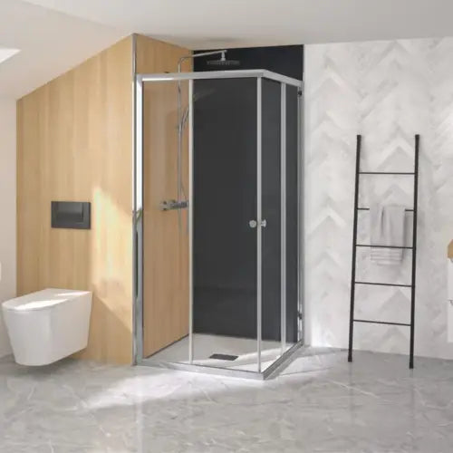 Paroi de douche, ouverture coulissante, L70, profilé chromé, verre transparent, fixe à droite - SUPRA A (KINEDO)
