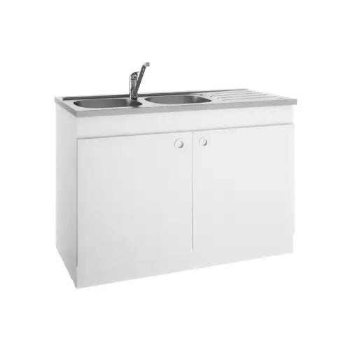Meuble sous-évier, mélaminé blanc, 2 Portes, L120 - DECLIQ (Neova)
