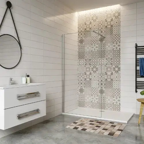 Paroi walk-in, L700 2M, Profil chromé, verre clair 8mm - VERVE (FLAIR)
