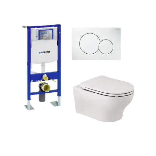 PACK MPSB - Bati support GEBERIT UP320 + Plaque de déclenchement SIGMA + Cuvette Sanindusa WINNER