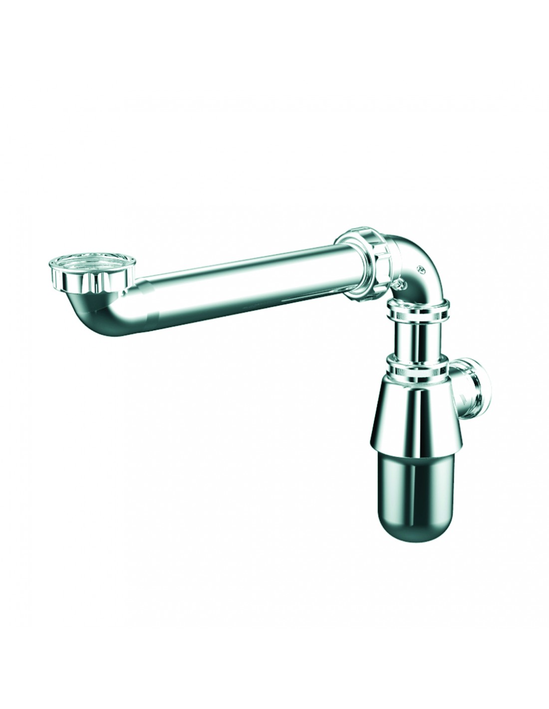 Tubulure de raccordement et siphon gain de place pour lavabo, D32, chromé - (Valentin)