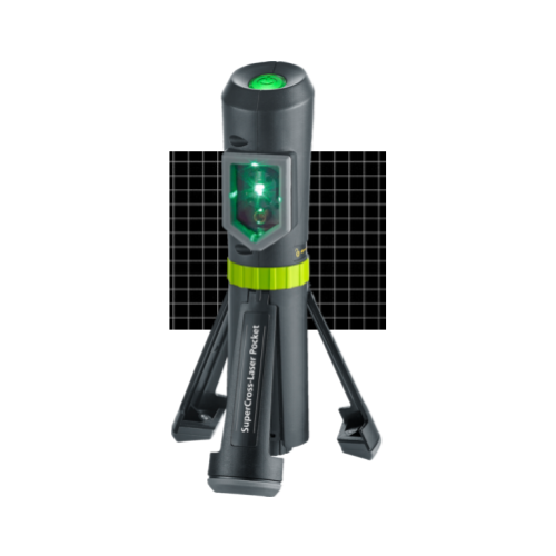 Laser à lignes croisées vert élégant avec design compact, trépied 3 pieds intégré et filetage 1/4" - SUPERCROSS (LASERLINER)