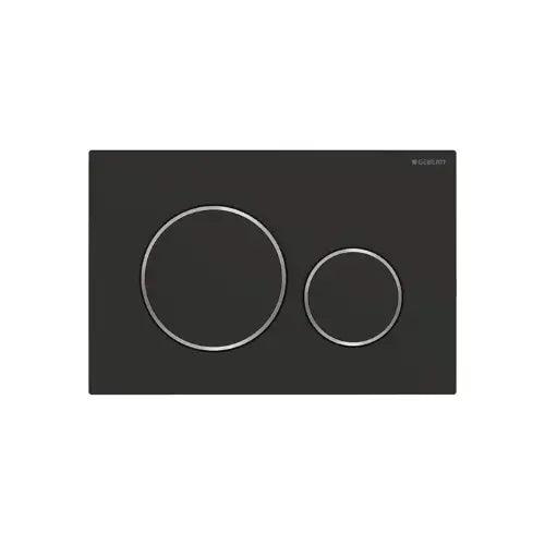 Plaque de déclenchement pour rinçage double touche, noir mat laqué, revêtement facile à nettoyer, chromé brillant - (Geberit)