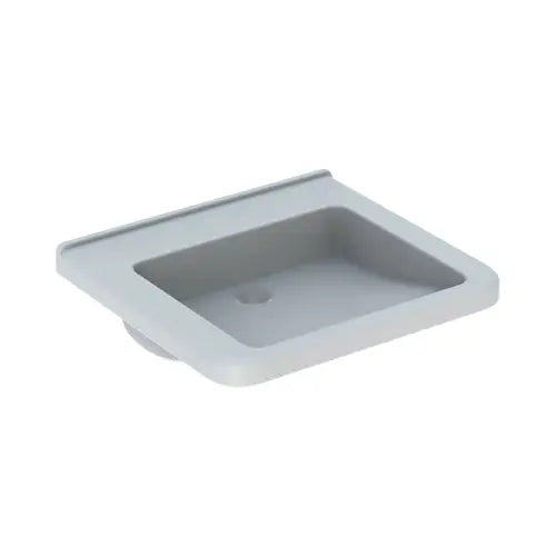 Lavabo, adapté aux personnes à mobilité réduite (PMR), 60 x 55 cm, sans trou de robinetterie, sans trop-plein, blanc - Renova Comfort Square (GEBERIT)