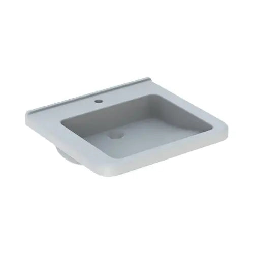Lavabo, adapté aux personnes à mobilité réduite (PMR), 60 x 55 cm, trou de robinetterie au centre, sans trop-plein, blanc - Renova Comfort Square (GEBERIT)