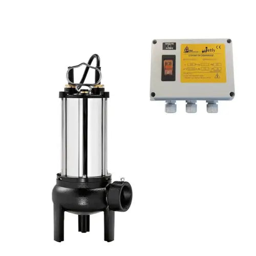 Pompe de relevage eaux chargées, alimentation électrique 400V - 1,5 kW - 4,1 A débit maxi 36 m³/h, hauteur maxi de relevage 13m, 10m de câble fournis - SEMISOM (JETLY)