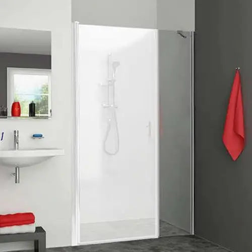 Set paroi fixe en prolongement pour porte pivotante intégrale EI PI2, largeur 750 mm, H 2000 mm, profilé argent poli, verre clair anticalcaire – EQUI (Roth)