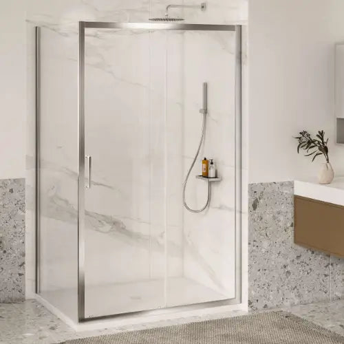 Paroi de douche coulissante, L140 H1.95M, argent verre clair ETC - PROXY (ROTH)