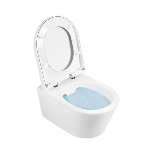 PACK Cuvette suspendue 48cm, Sans Brides, Abattant Freins de Chute Déclipsable, Charnières Inox) - URBY (Sanindusa)