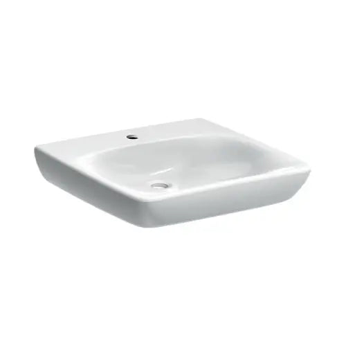 Lavabo, adapté aux personnes à mobilité réduite, 55 x 55 cm, trou de robinetterie au centre, sans trop-plein, blanc - Renova Comfort (GEBERIT)