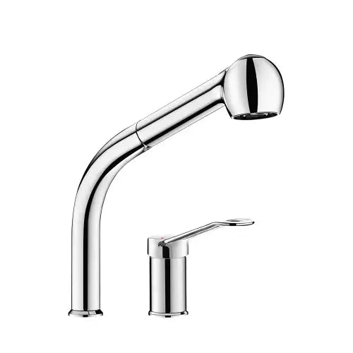 Mitigeur et colonne à douchette extractible combiné, h250 mm, manette ajourée – (Delabie)