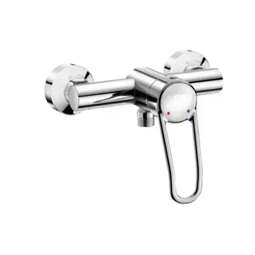 Mitigeur de douche, mural, chromé, sortie basse, manette ajourée -  (DELABIE)