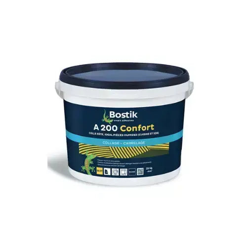 Colle carrelage en pâte, Blanc, prêt à l'emploi, améliorée D2ET, 25Kg - A 200 CONFORT (Bostik)