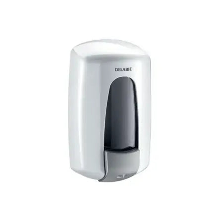 Distributeur de savon liquide mural, réservoir intégré, corps et poussoir en ABS anti-choc, réservoir de 0,9 litres, ABS blanc - DELABIE