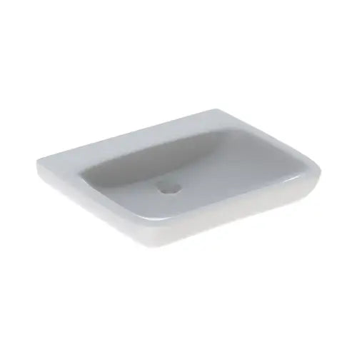 Lavabo adapté aux personnes à mobilité réduite(PMR), 65 x 55 cm, sans trou de robinetterie, sans trop-plein, blanc - Renova Comfort (GEBERIT)
