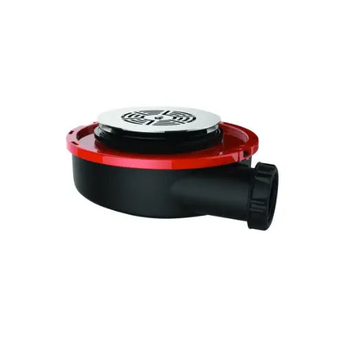 Bonde de douche pour receveur D90, ultra-rapide et extra-plate, grille ronde, sortie H, inox - FLUSH 44 (Valentin)