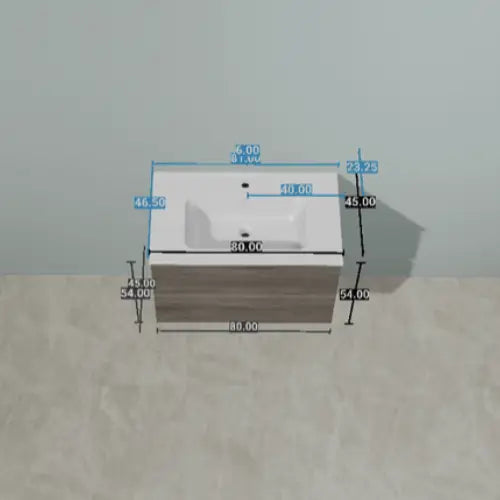 Lavabo 80x27, blanc, céramique - TAMPA (RandalPro)