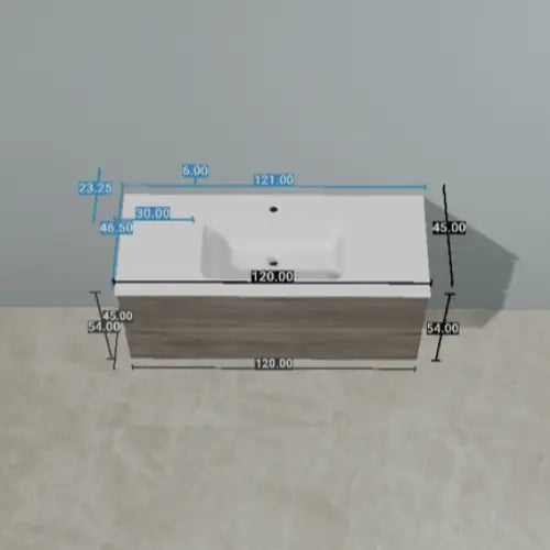 Lavabo 120x27, centré, blanc, céramique - TAMPA (RandalPro)