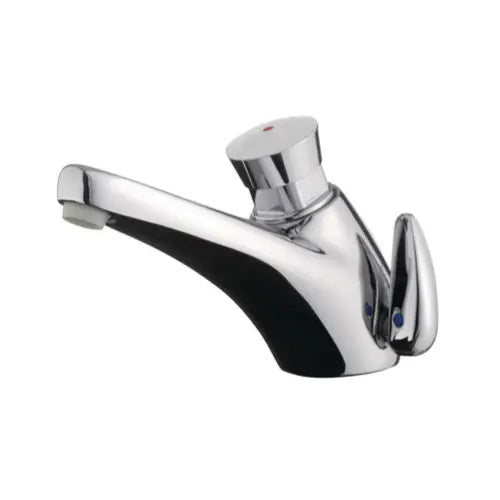 Robinet mitigeur de lavabo, bi-commande, chromé, fixation sur plage avec 2 robinet arrêt, système anti blocage - 3000 S (PRESTO)
