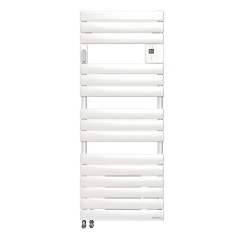 Sèche-serviettes, 881W eau chaude, 1000W électrique avec soufflerie, blanc brillant avec patère intégrée - ADELIS MIXTE (ATLANTIC)