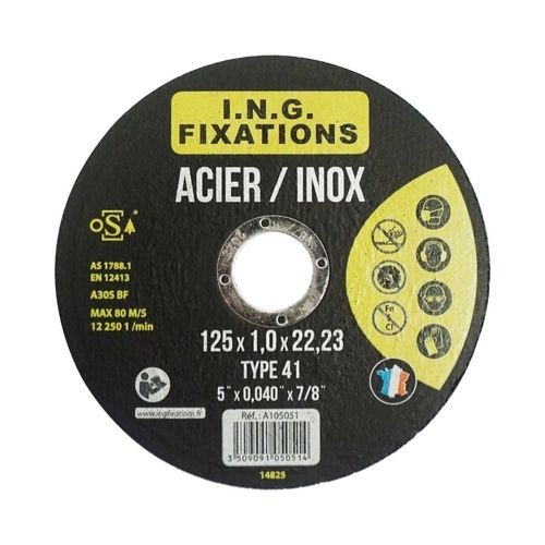 Disque abrasif, acier et inox, 1mm, boite de x10 -  (ING FIXATIONS)