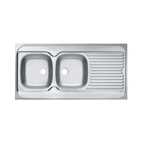 Evier à poser 2 cuves 1200 inox 18/10 NF nu, Lisse - LAVELLI (Moderna)