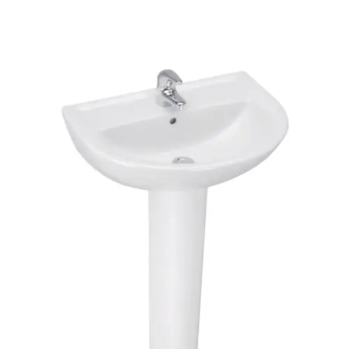 Lavabo 60x47 cm en grès avec trop-plein, blanc - ULYSSE (Porcher)