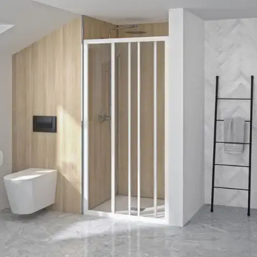 Paroi de douche, Ouverture coulissante, 3V, L90, Profilé blanc, Verre transparent - SUPRA (KINEDO)