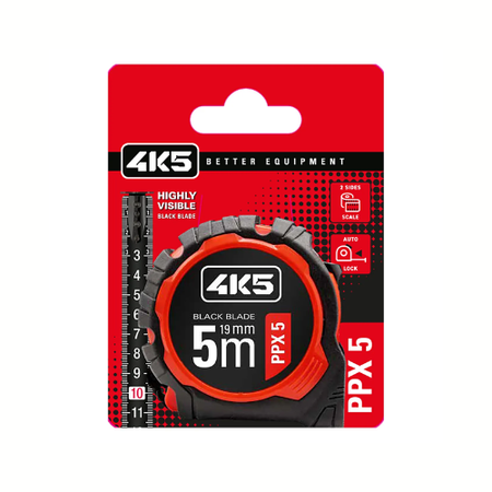 Mètre à ruban en acier compact 5m, Enroulable, Imprimé des deux côtés, Lisibilité optimale - PPX 5 (4K5)