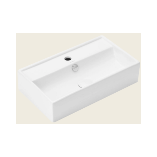 Lavabo à poser rectangulaire • blanc brillant • avec trou pour robinetterie • avec trop-plein — 55x13,5x32 cm - DALIA (UPTREND)