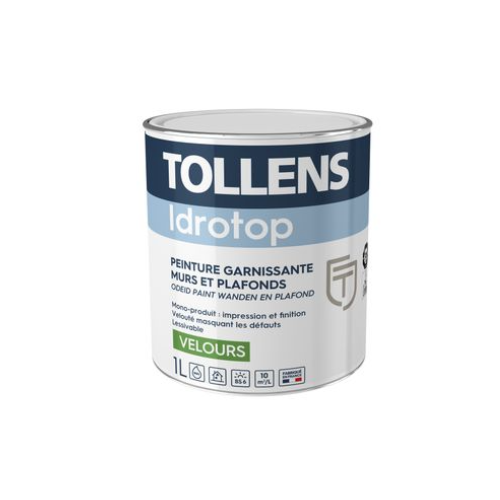 2 en 1 : Peinture murs et plafonds teintable BLANC VELOUR 5L - IDROTOP (TOLLENS)