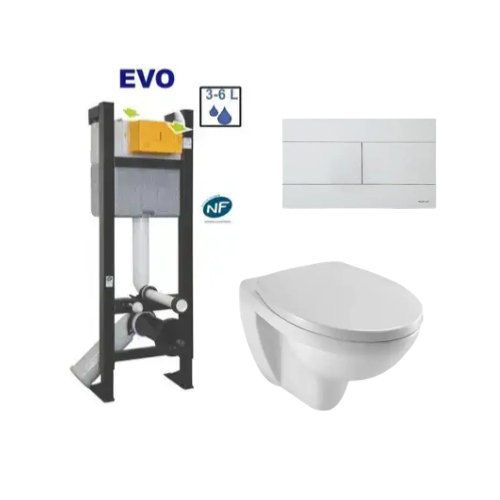PACK MPSB - Bati support REGIPLAST EVO + Plaque de déclenchement CASINO BACCARA + Cuvette Jacob Delafon PATIO