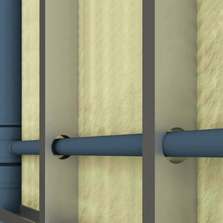Illustration technique POLOPLAST : tubes et raccords POLO-KAL XS dans une cloison.